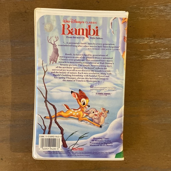 1997 Original Vintage Walt Disney's Classic Black Diamond "Bambi" VHS - Picture 2 of 10